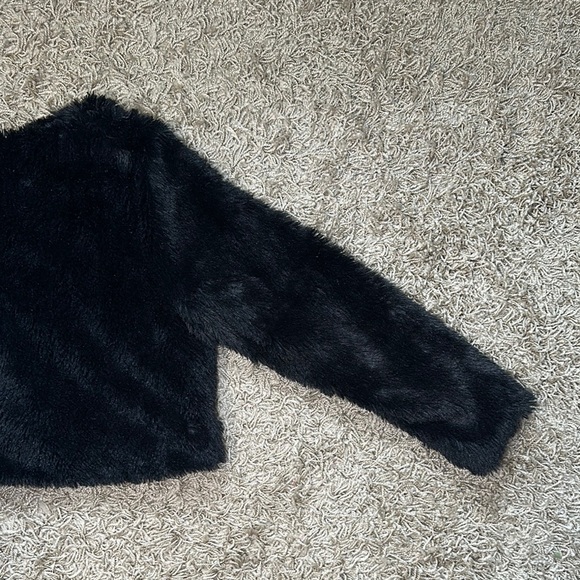 JohnPaulRichard Black Teddy L/S Open Front Jacket Plush Faux Fur Sz Large - Picture 6 of 9